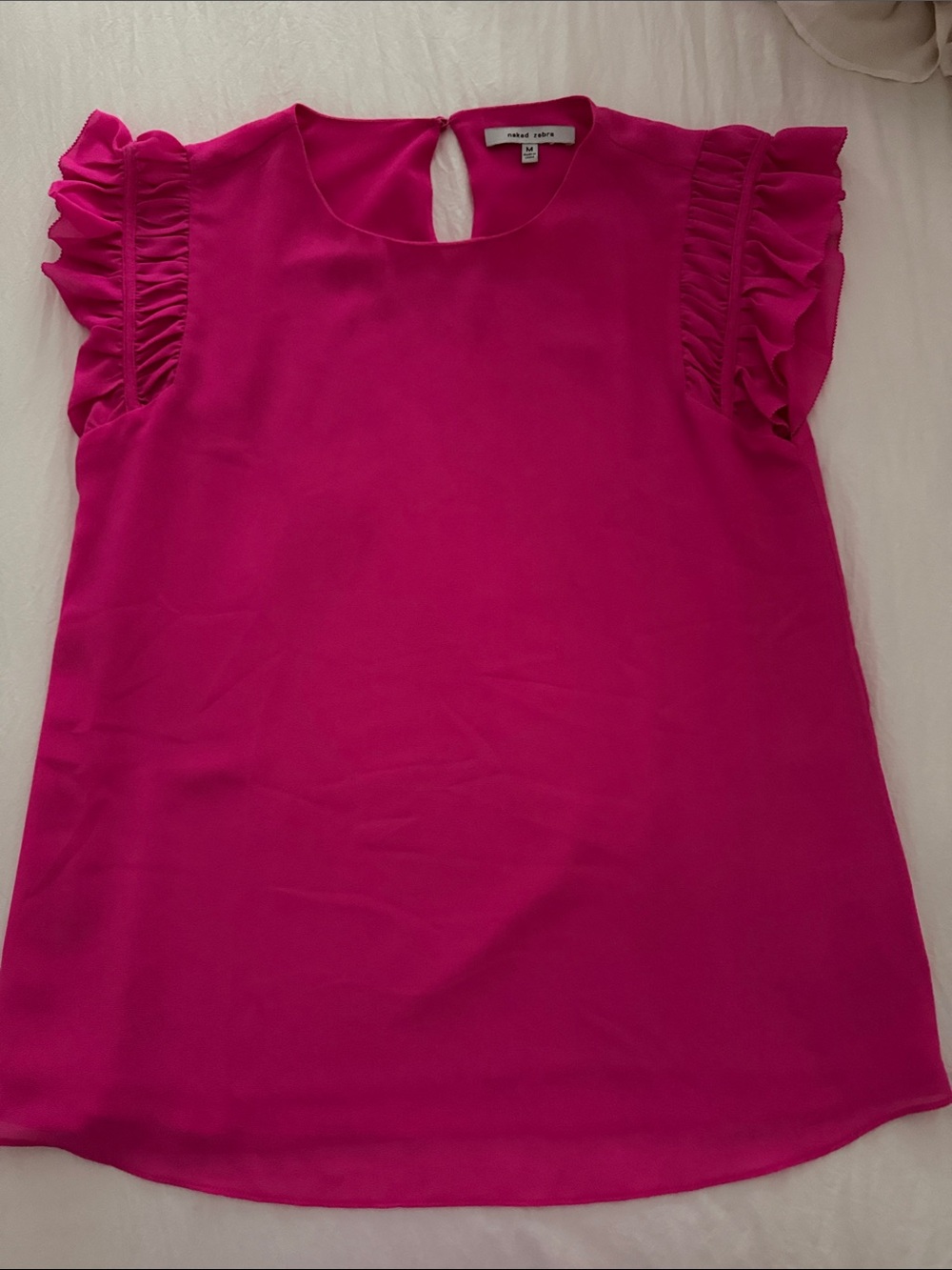 Naked Zebra Hot Pink Ruffle Sleeve Blouse